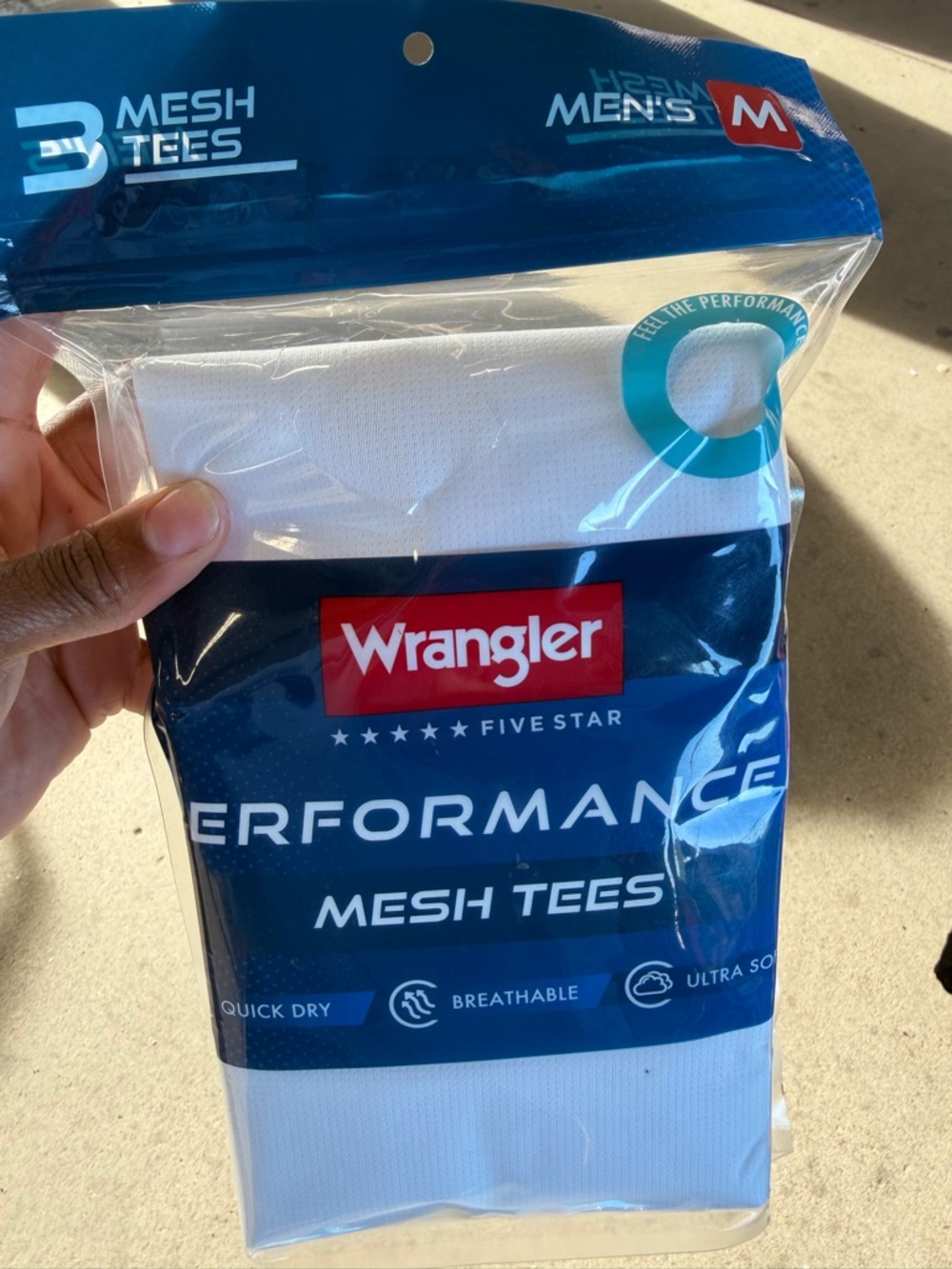 Wrangler White Men's Mesh tees - Breathable Performance 3pk
